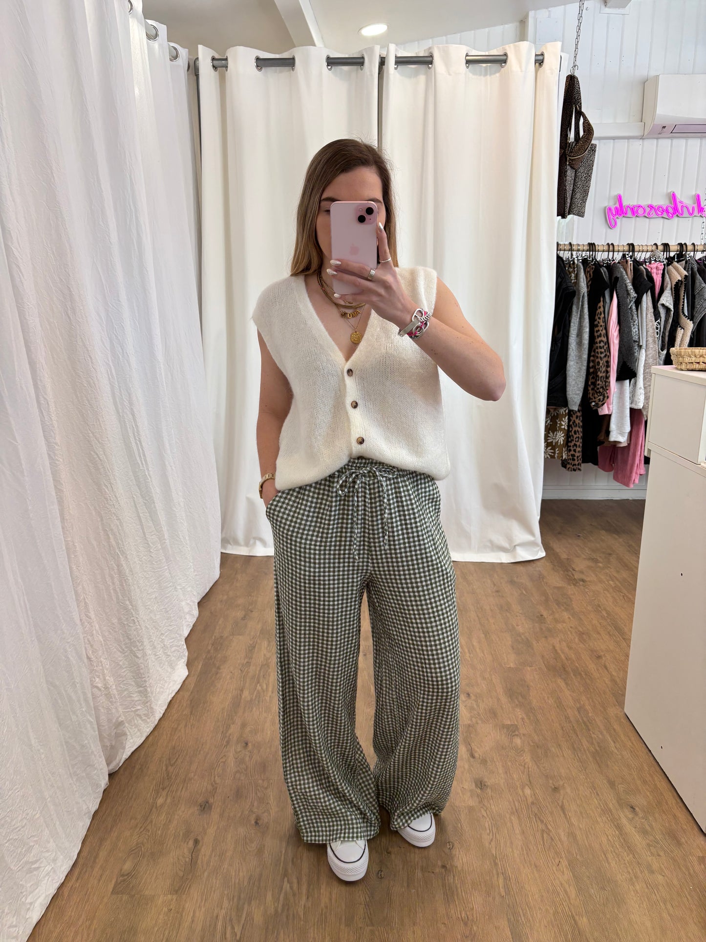 Pantalon NOA Vichy Kaki