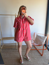 Combishort rayée JULIA rose + rouge