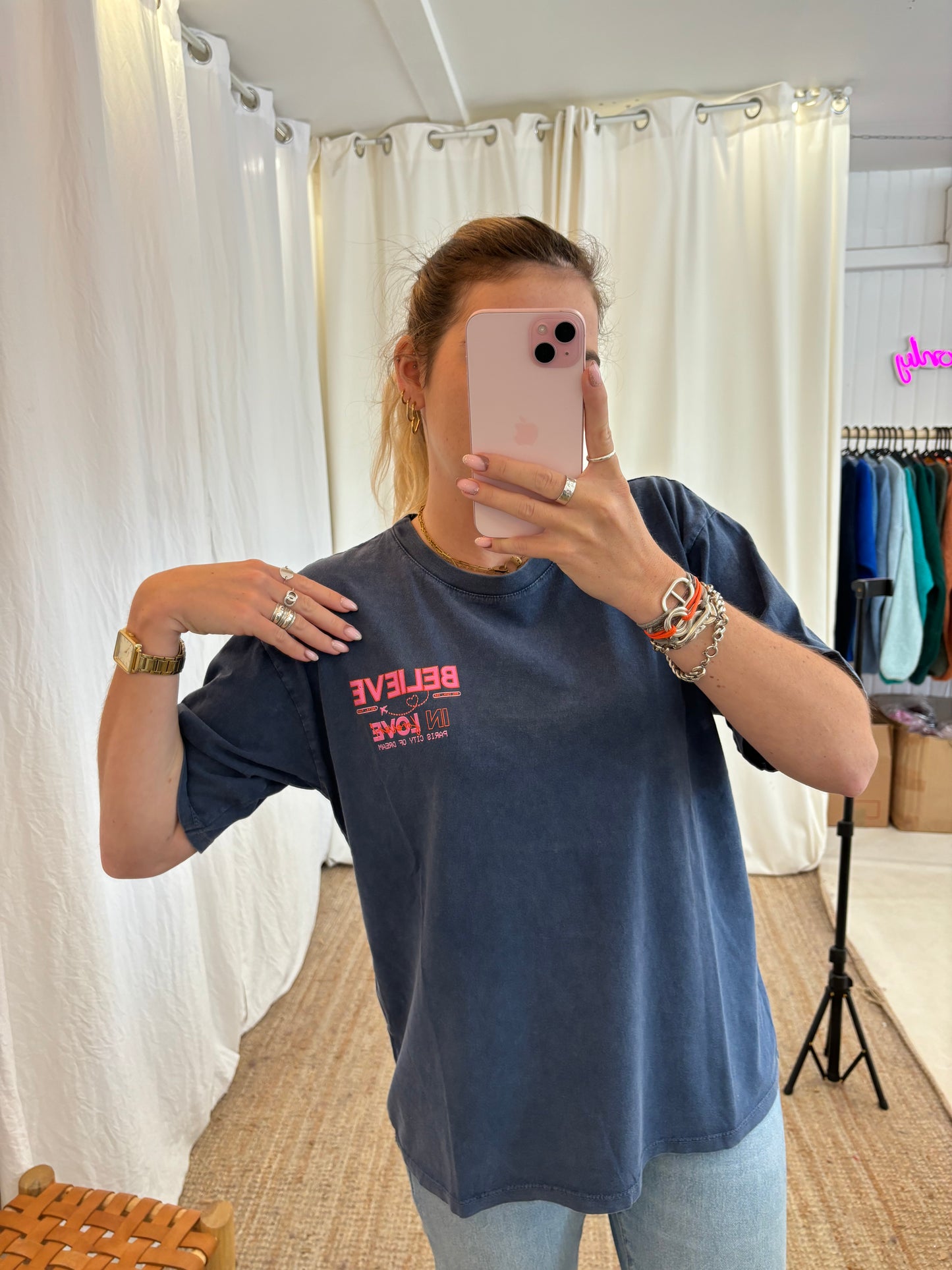 T-shirt BELIEVE IN LOVE Bleu marine