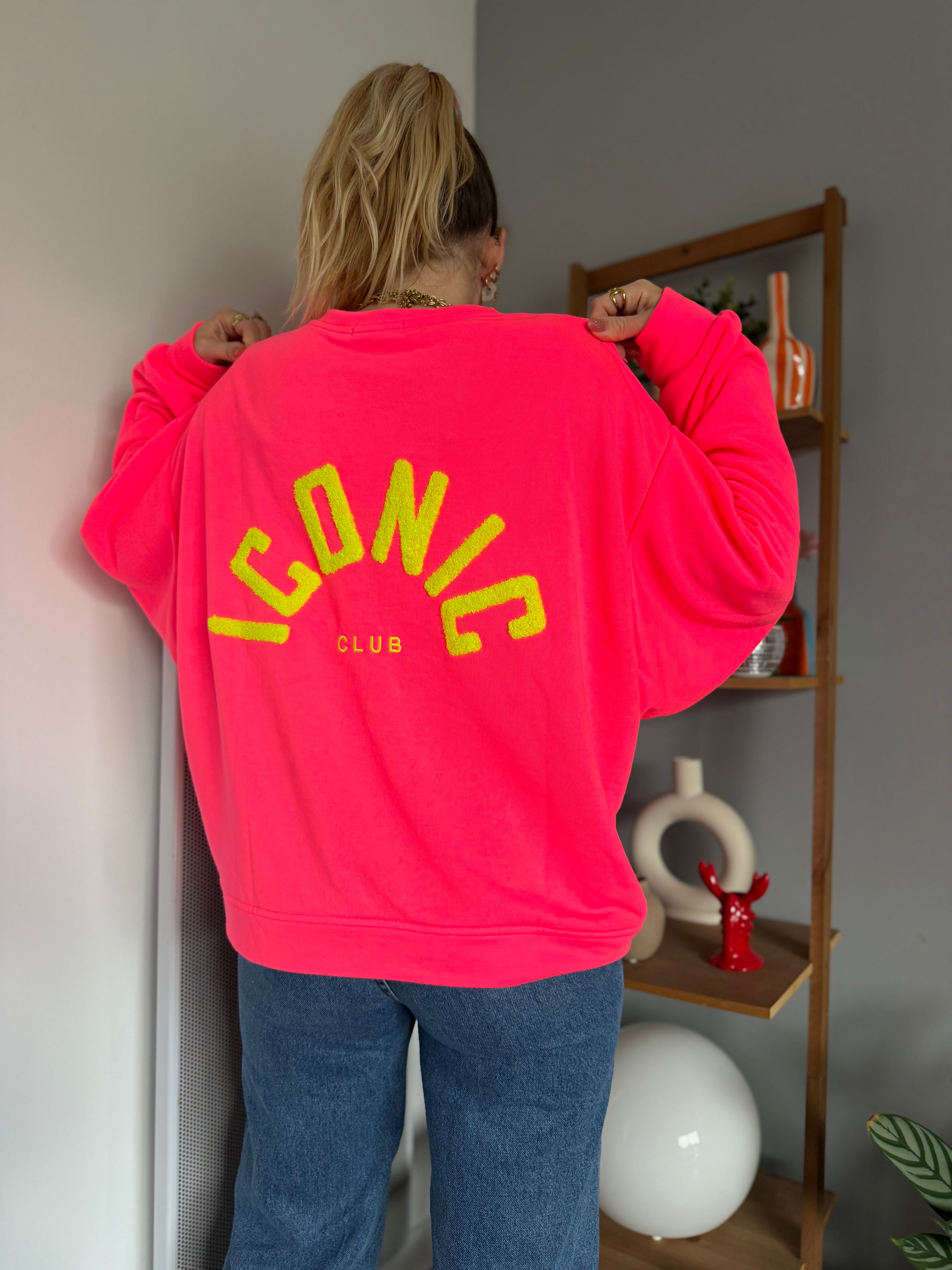 Sweat ICONIC Rose fluo + Jaune