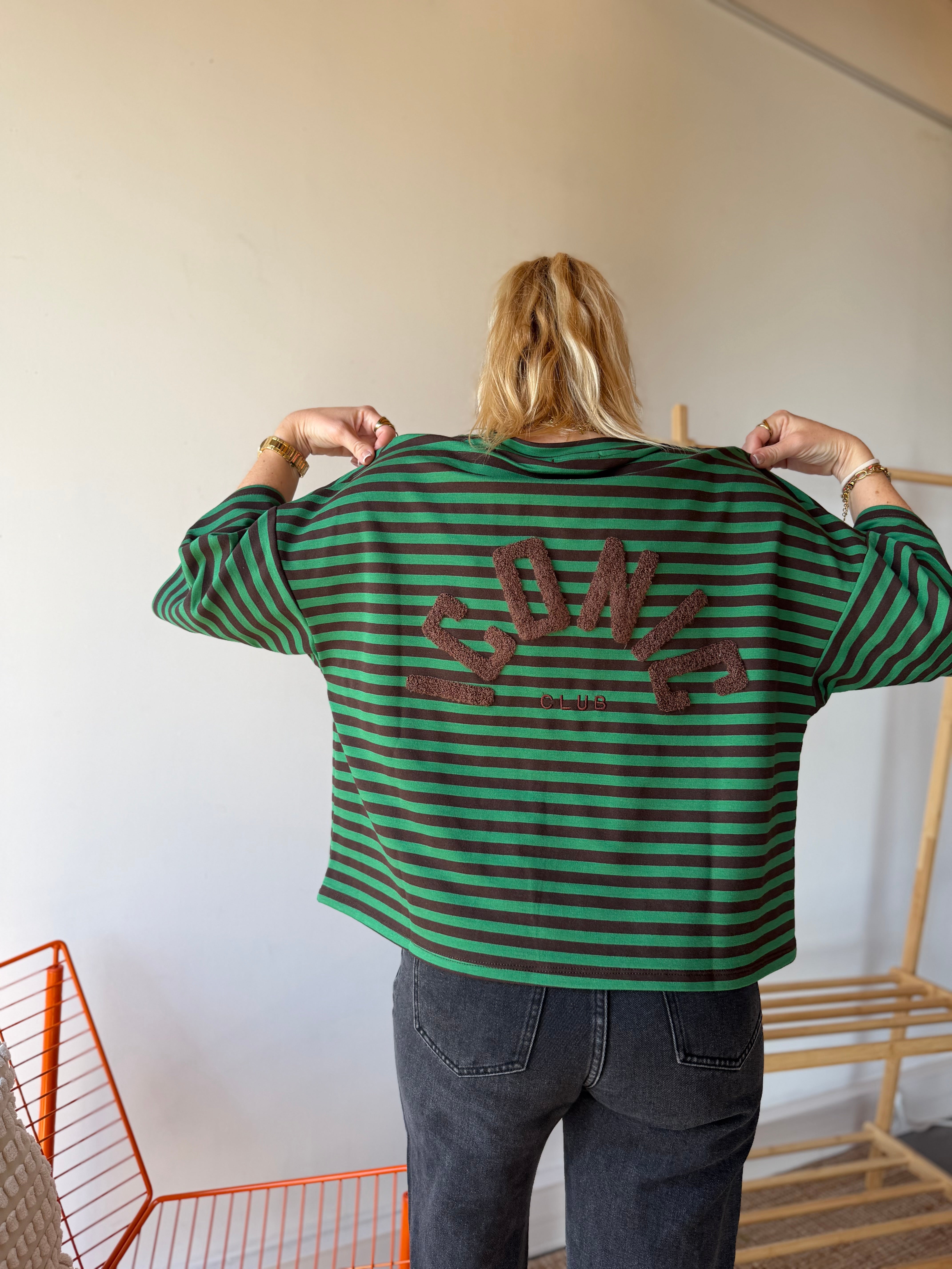 T-shirt marinière ICONIC Vert + Chocolat