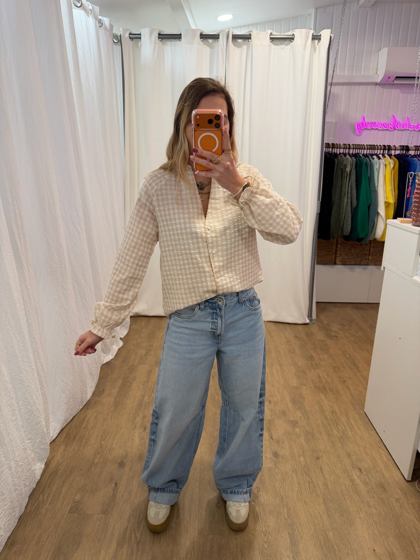 Blouse LENNY vichy beige