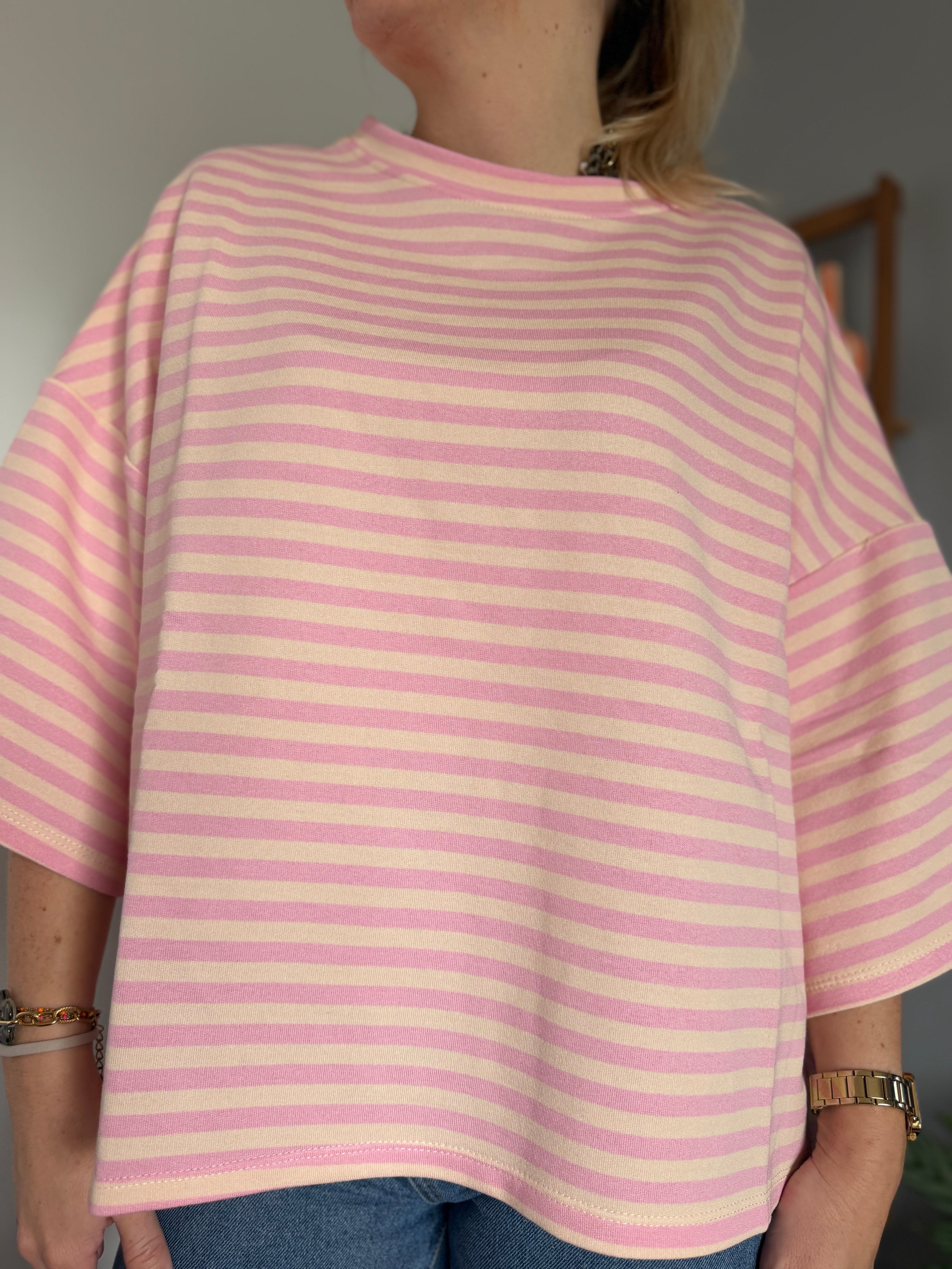 T-shirt marinière ICONIC Rose + Beige
