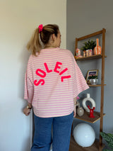 T-shirt marinière SOLEIL Rose + Beige