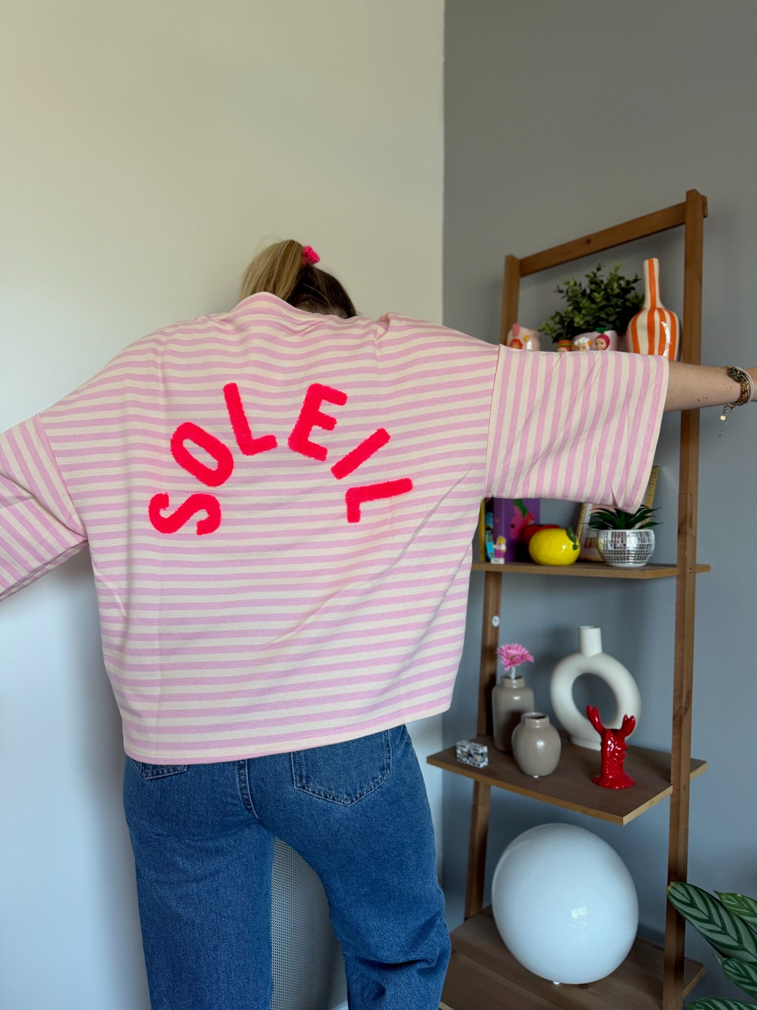 T-shirt marinière SOLEIL Rose + Beige