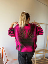 T-shirt marinière ICONIC Rose fushia + Chocolat