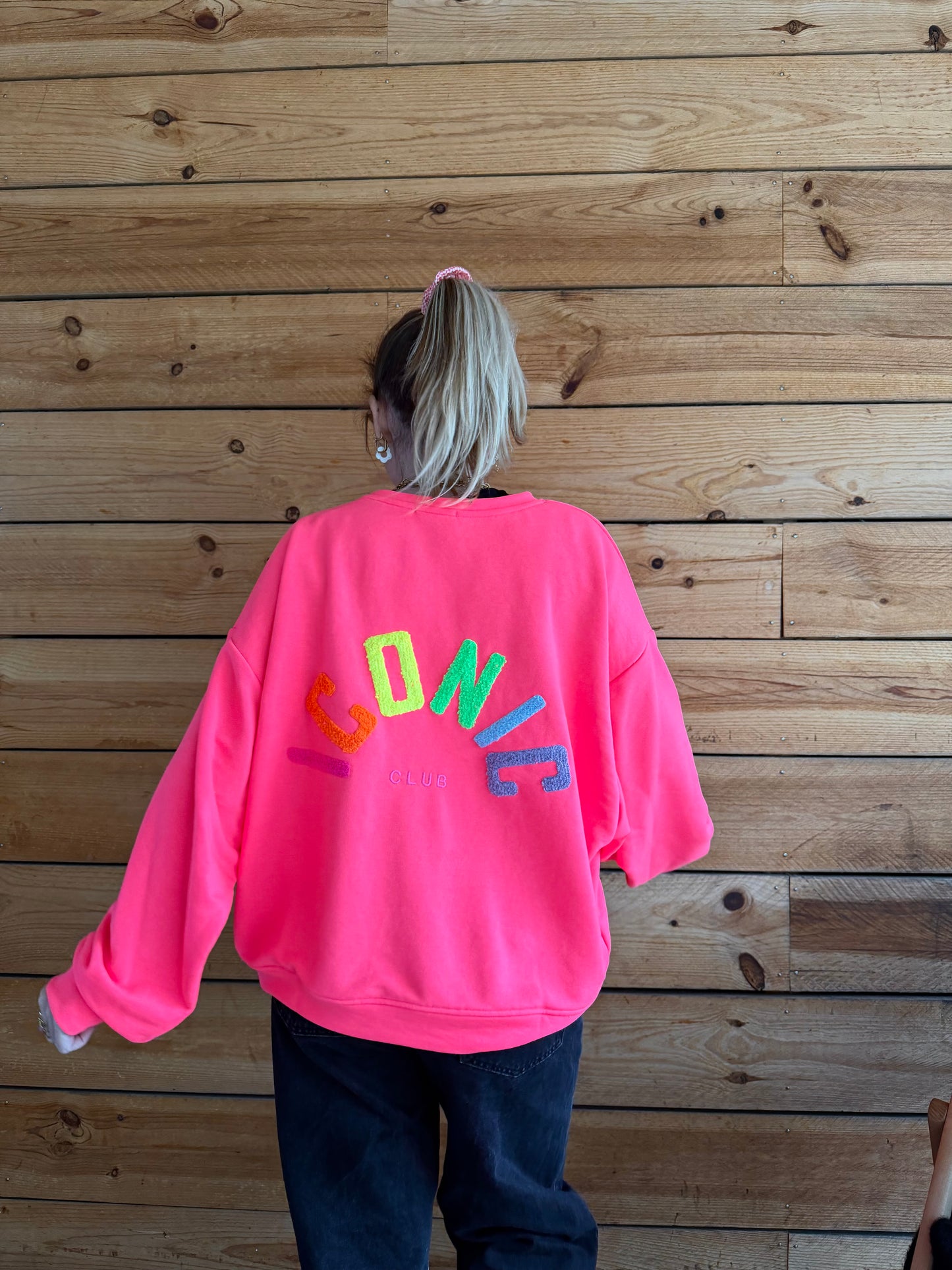 Sweat ICONIC Rose fluo + Multicolore
