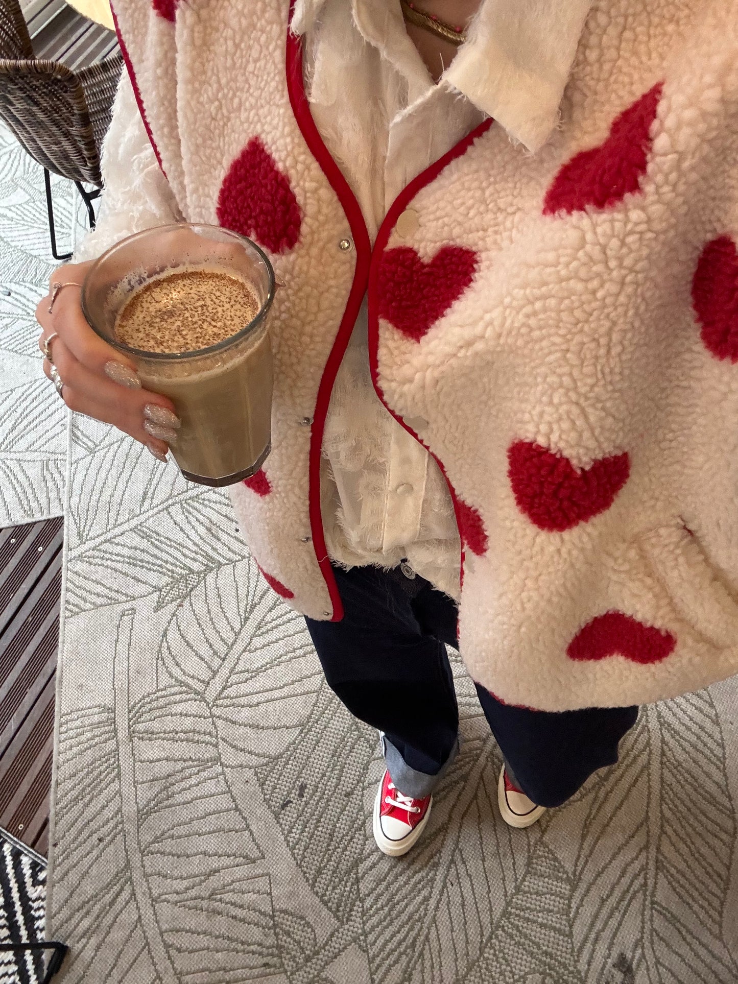 Veste sans manches ABY coeur Écru