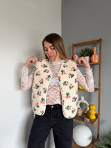 Veste sans manches FLEURS Rose