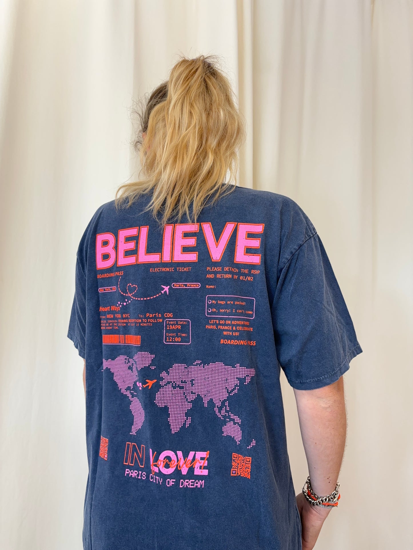 T-shirt BELIEVE IN LOVE Bleu marine