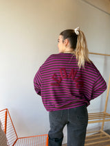 T-shirt marinière ICONIC Violet + Chocolat manches longues