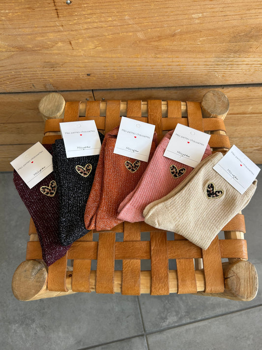 Chaussettes COEUR léopard
