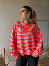 T-shirt marinière ICONIC Corail fluo + Rose clair manches longues