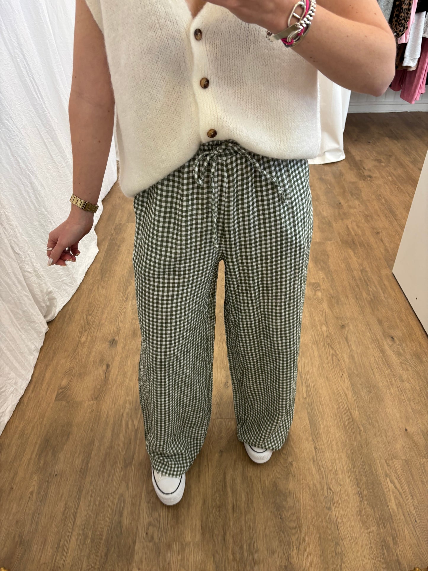 Pantalon NOA Vichy Kaki