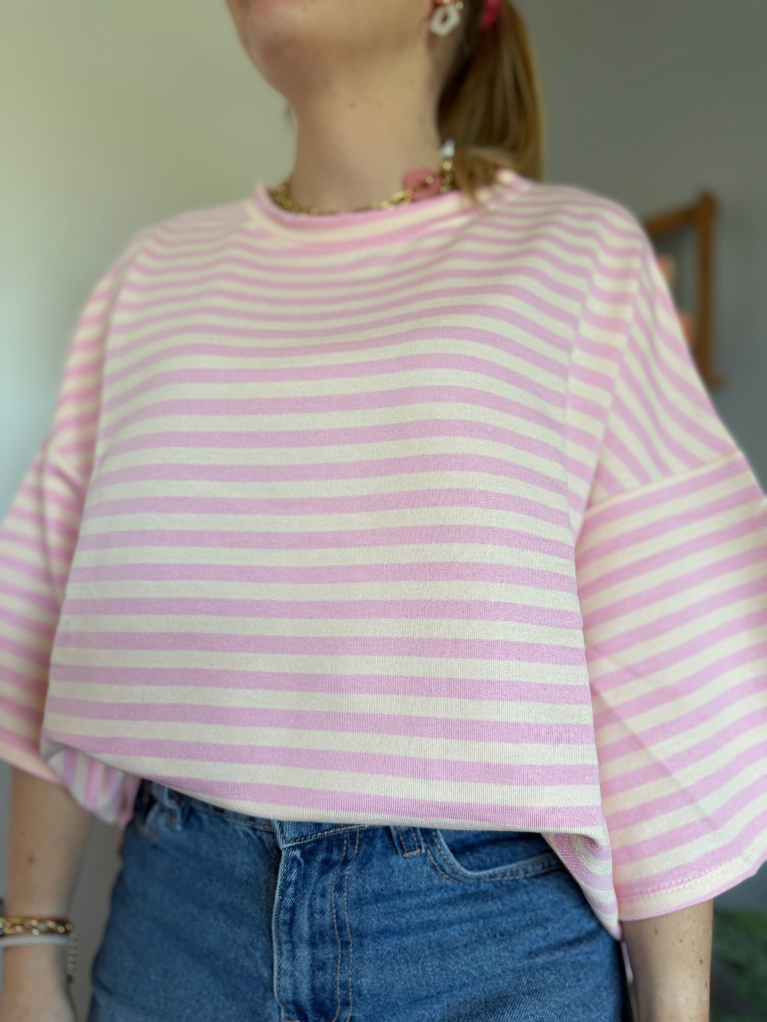 T-shirt marinière SOLEIL Rose + Beige