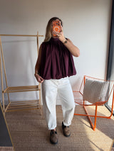 Top CARLA Prune foncé