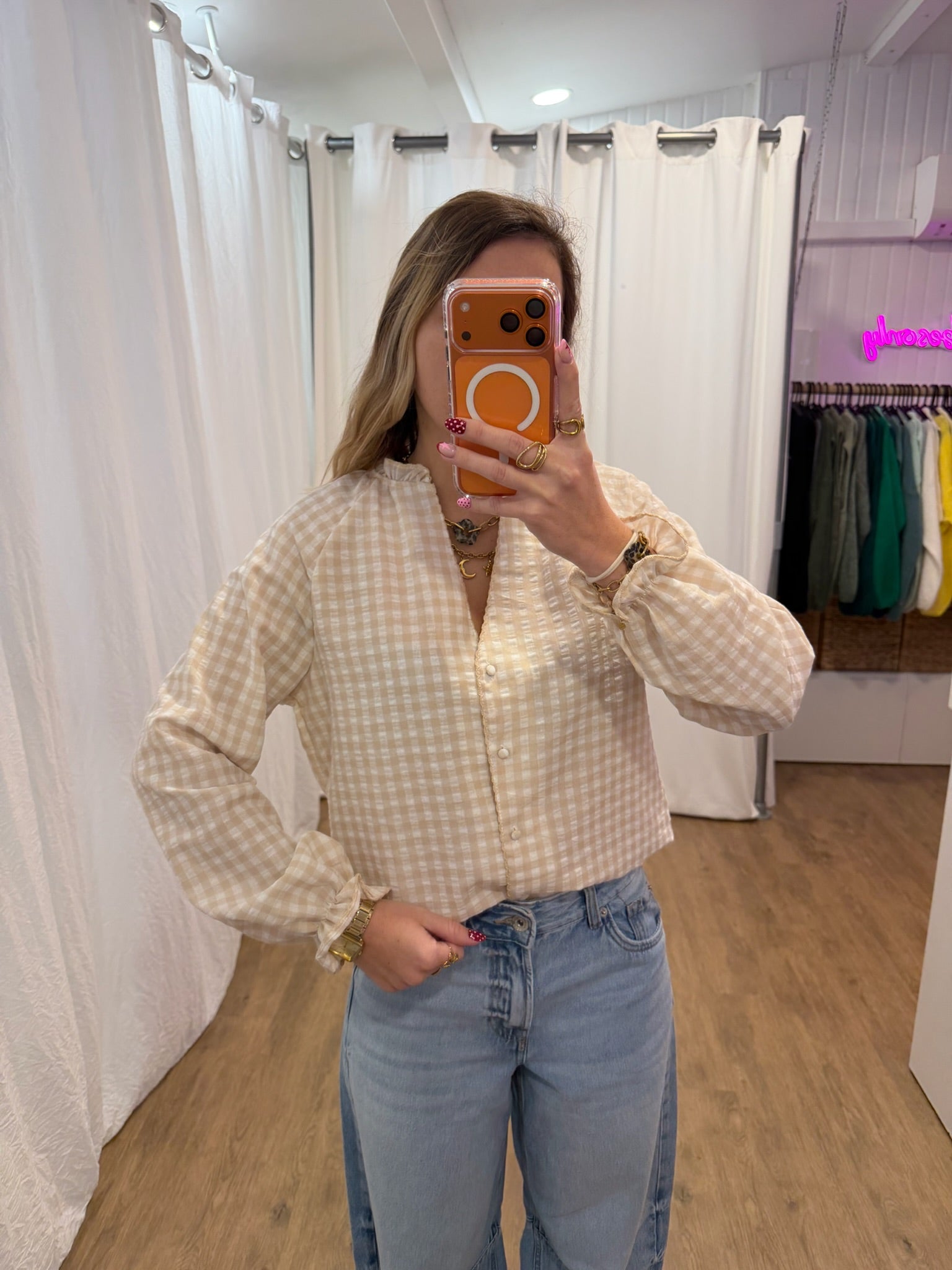 Blouse LENNY vichy beige