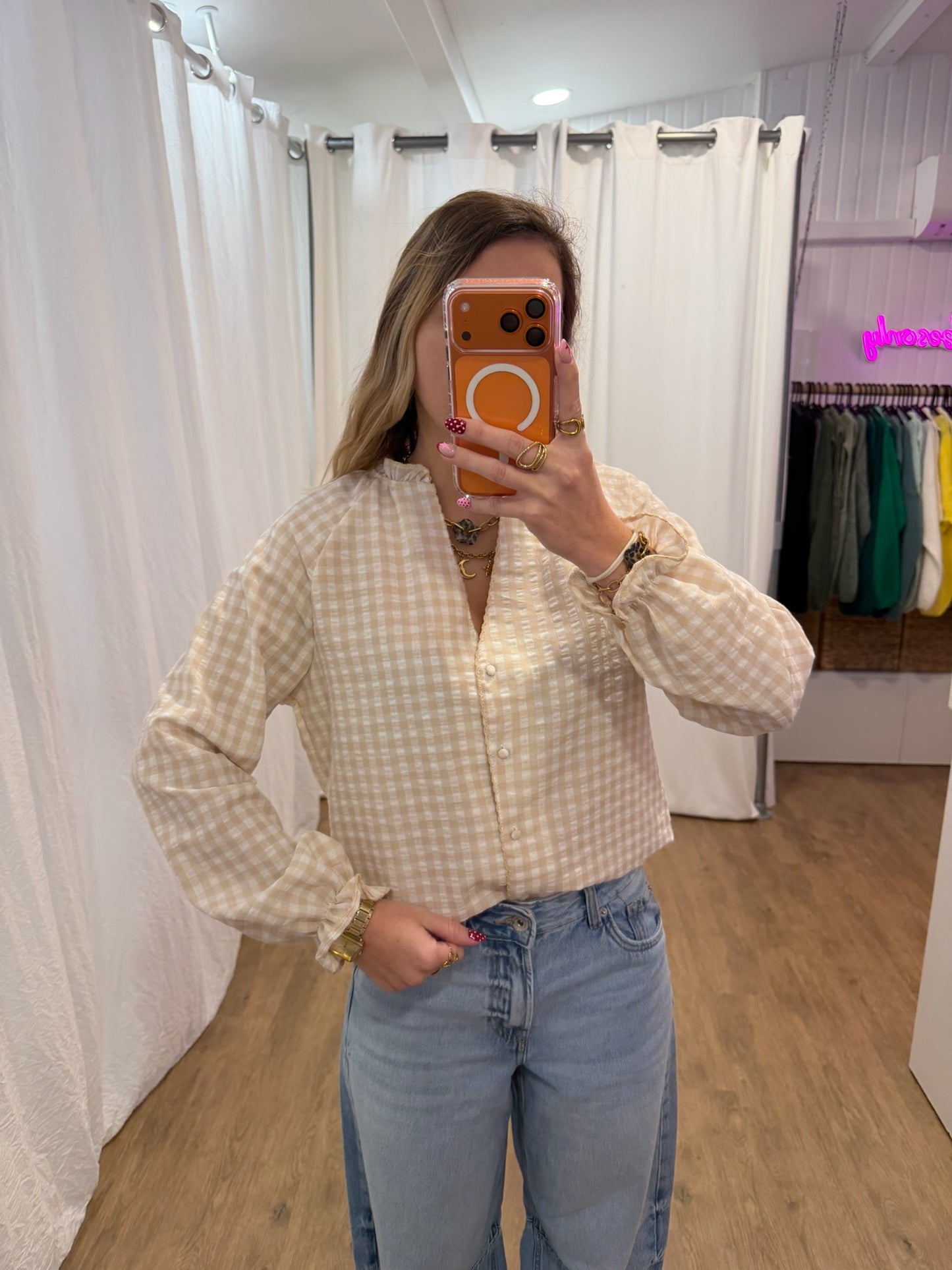 Blouse LENNY vichy beige