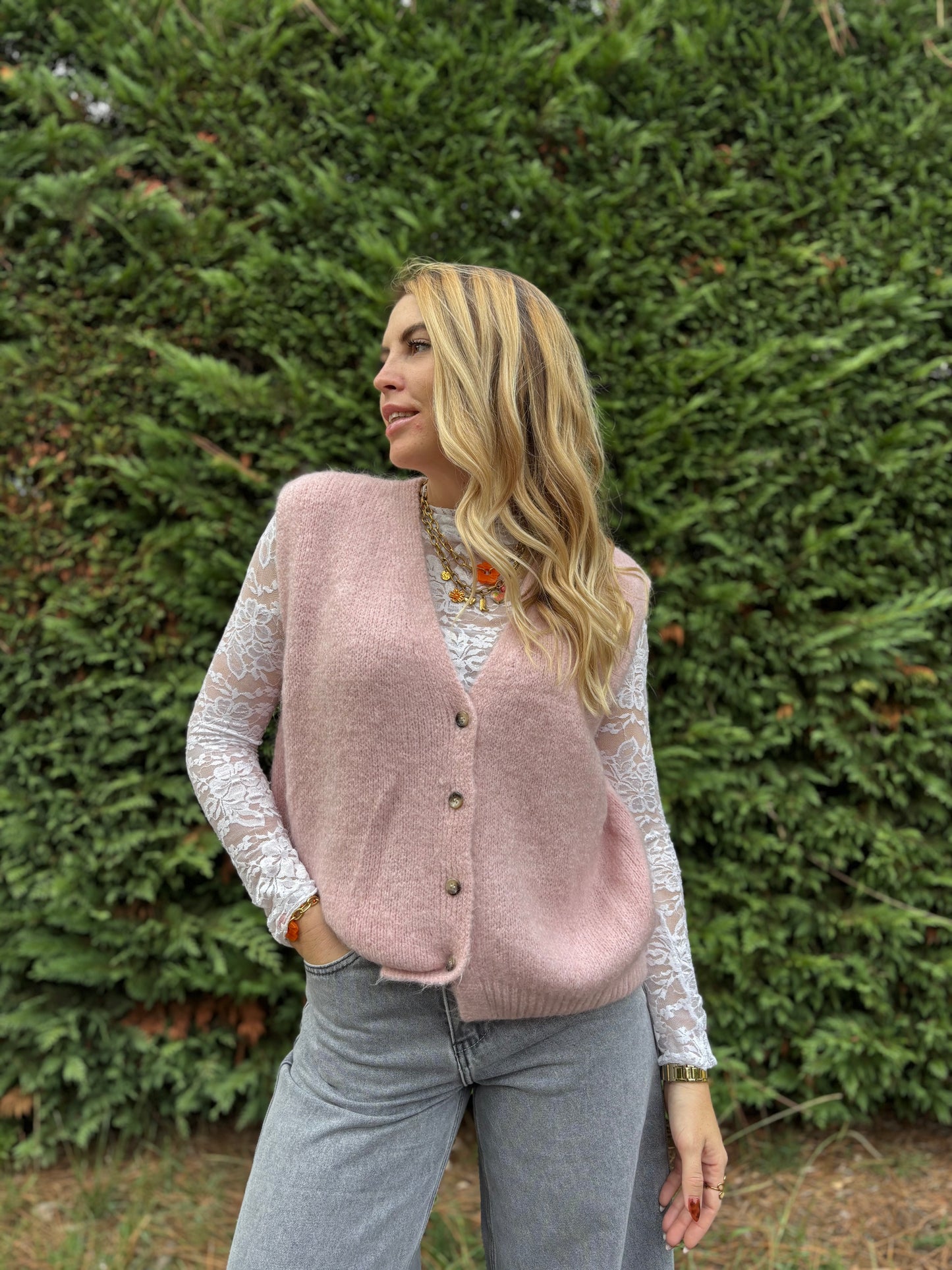 48 - Gilet TOM - Vieux rose clair
