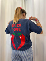 T-shirt SPICY LOVE Bleu marine ••