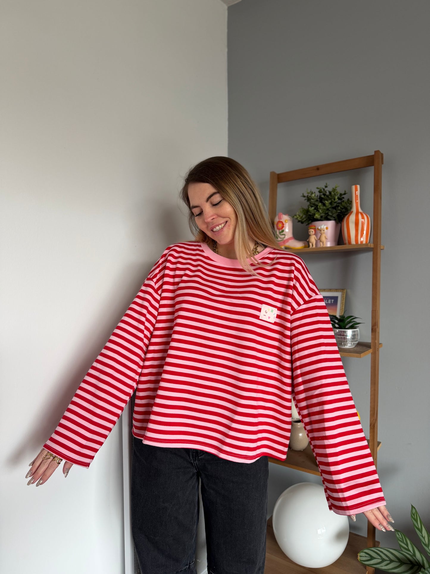 T-shirt marinière ICONIC manches longues Rouge + Rose