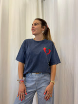 T-shirt SPICY LOVE Bleu marine ••