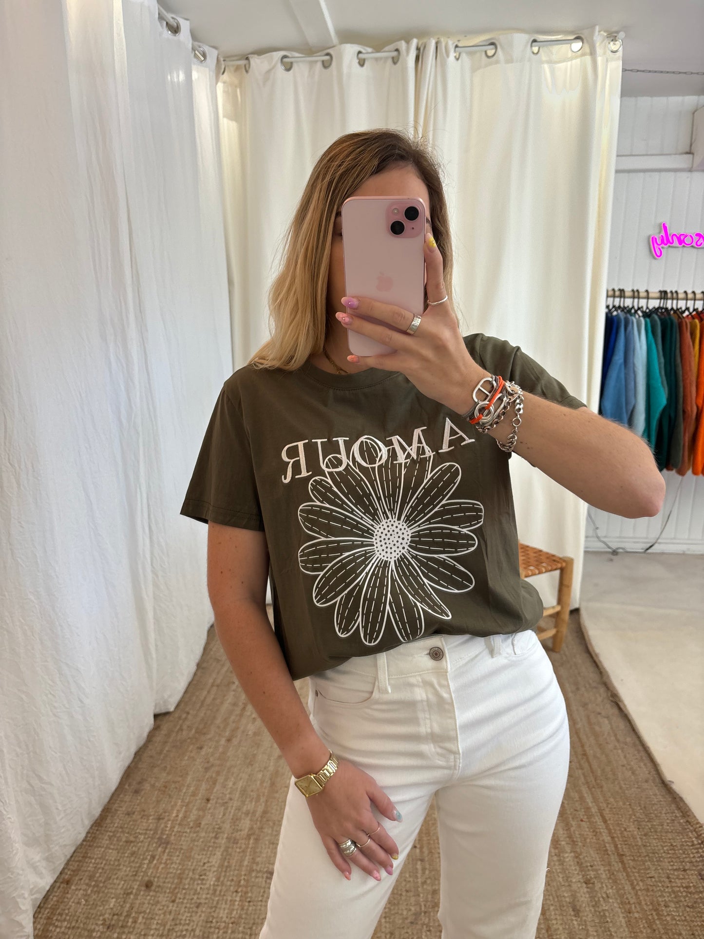 T-shirt AMOUR & FLEURS kaki