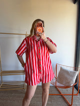 Combishort rayée JULIA rose + rouge