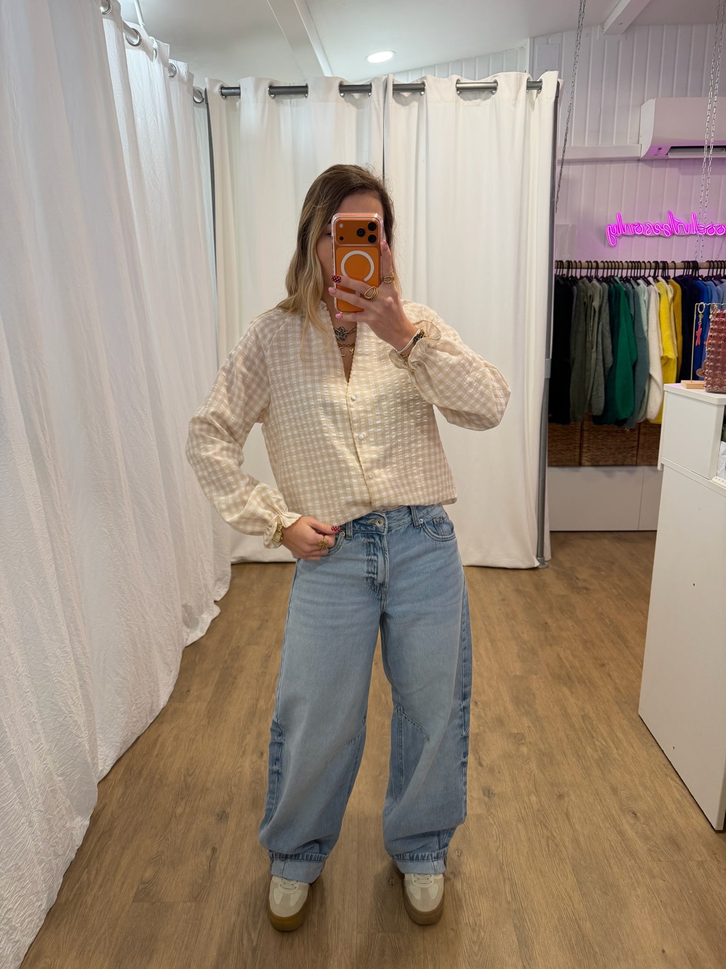 Blouse LENNY vichy beige