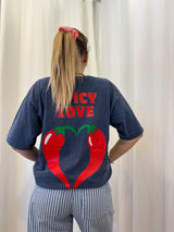 T-shirt SPICY LOVE Bleu marine ••