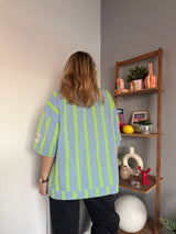 Sweat manche courte PAOLINA rayé bleu