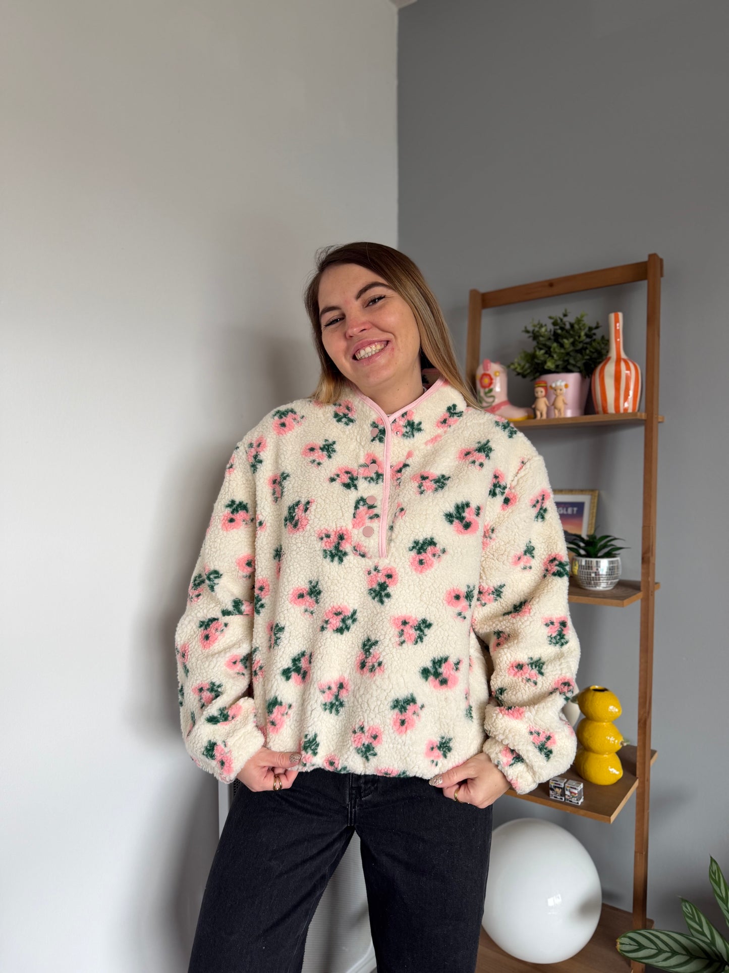 Veste polaire FLEURS Rose