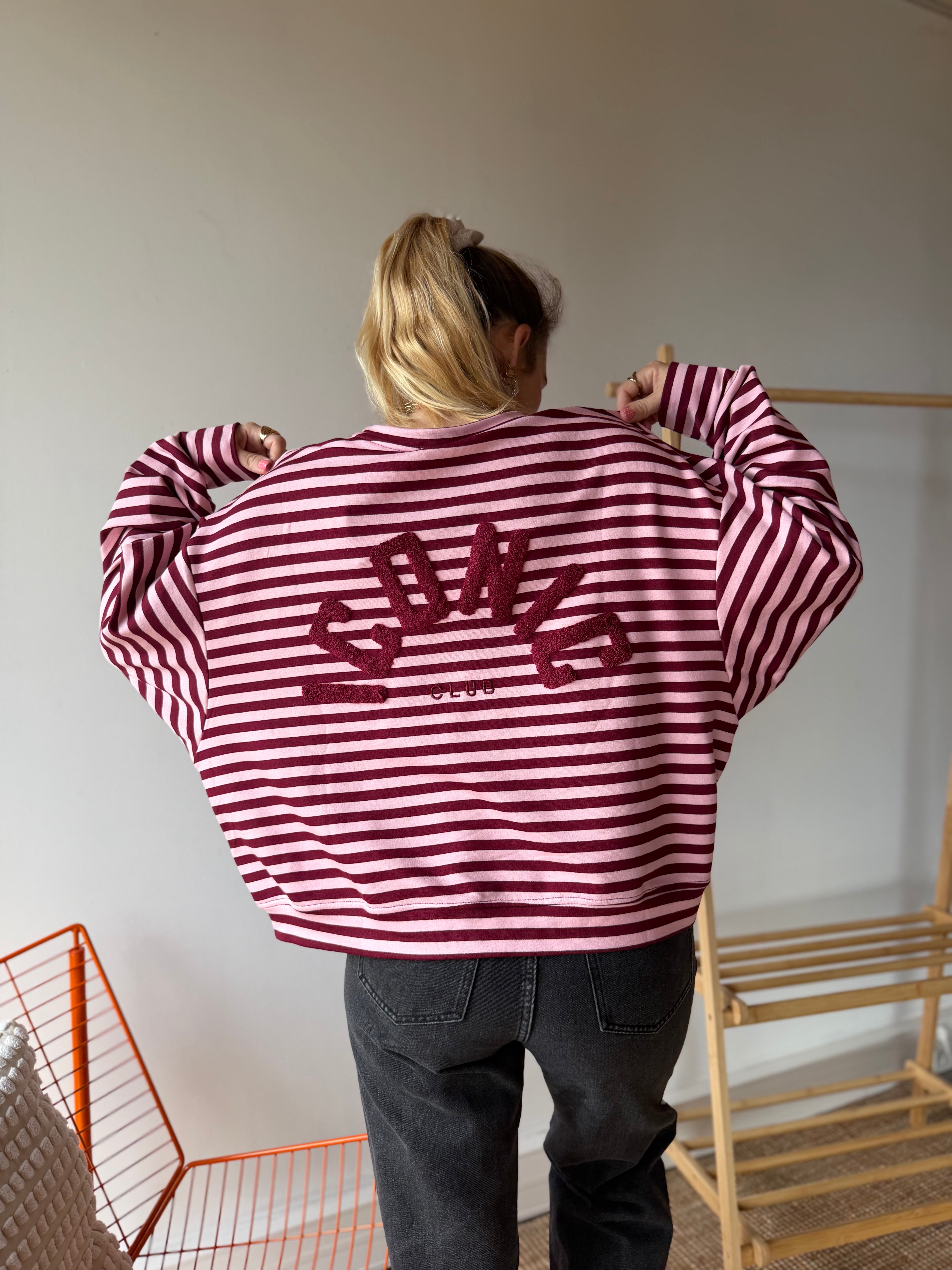 T-shirt marinière ICONIC Bordeaux + Rose bébé manches longues