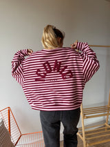 T-shirt marinière ICONIC Bordeaux + Rose bébé manches longues