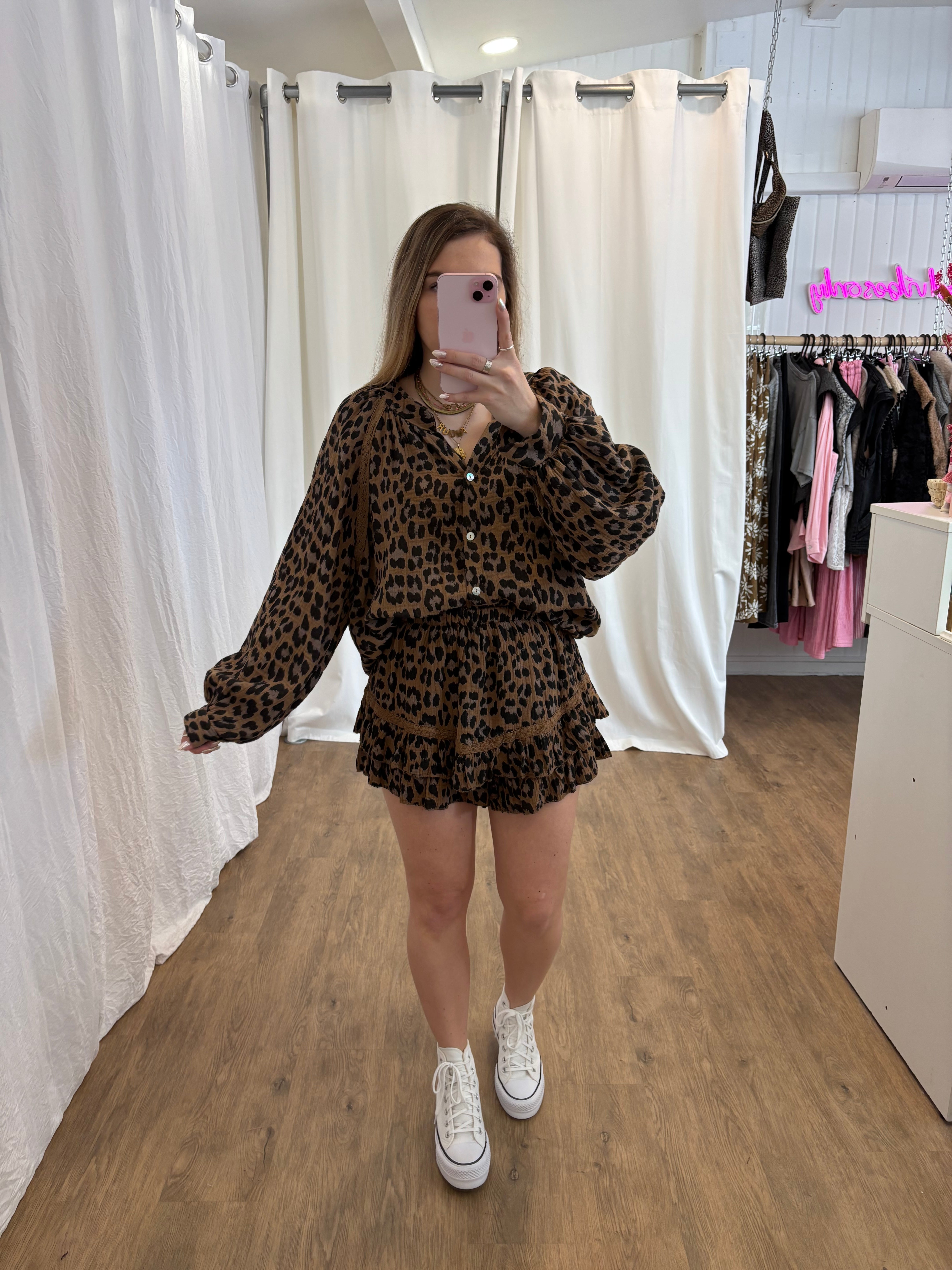 Short LYA Léopard Camel