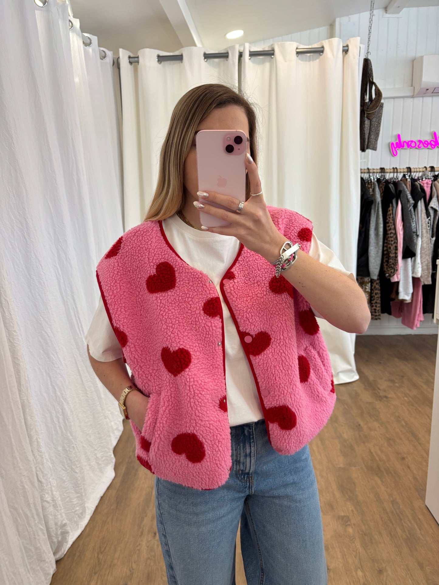 Veste sans manches ABY coeur Rose