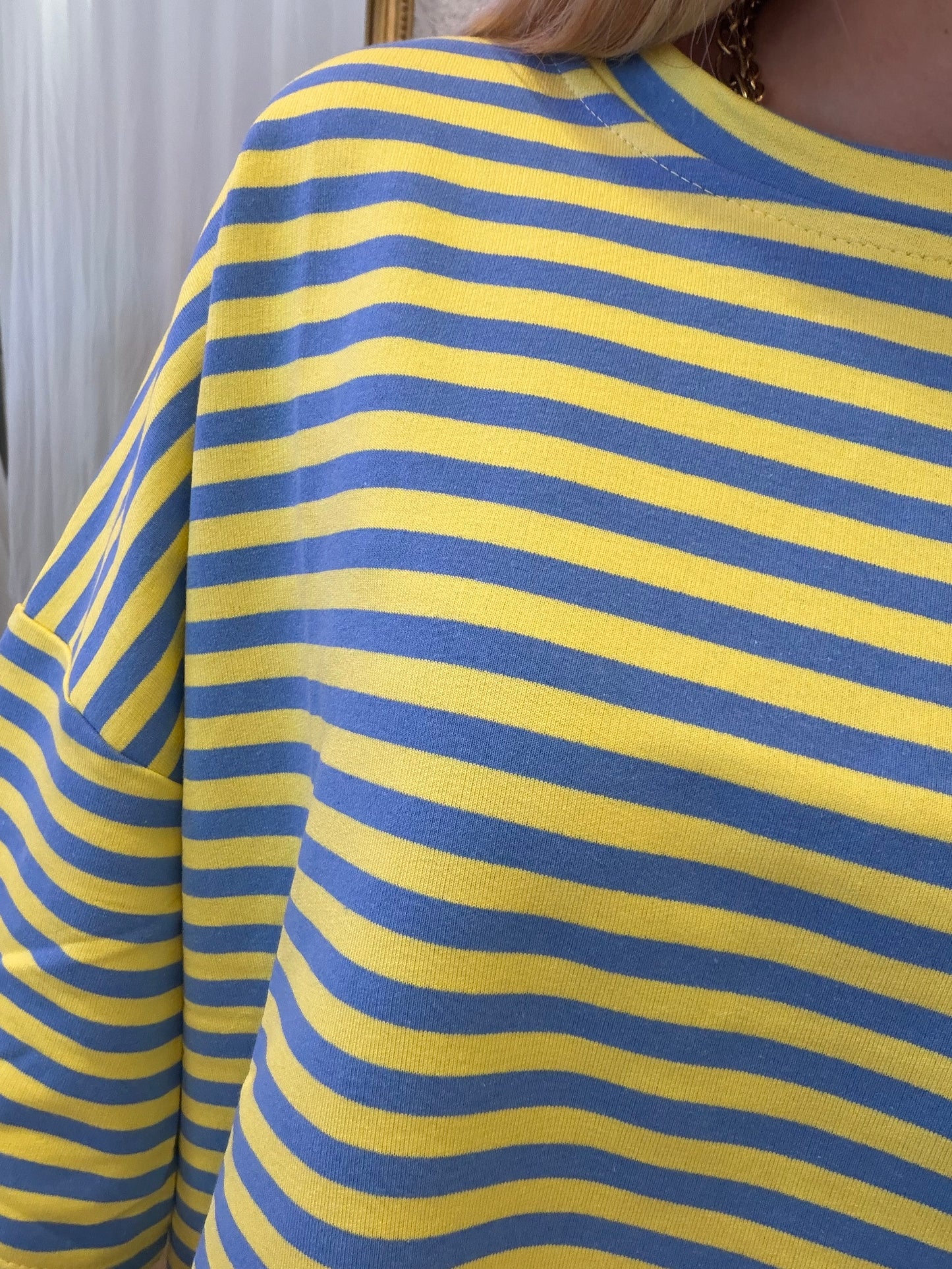 T-shirt LÉA marinière Bleu + Jaune