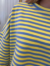 T-shirt LÉA marinière Bleu + Jaune