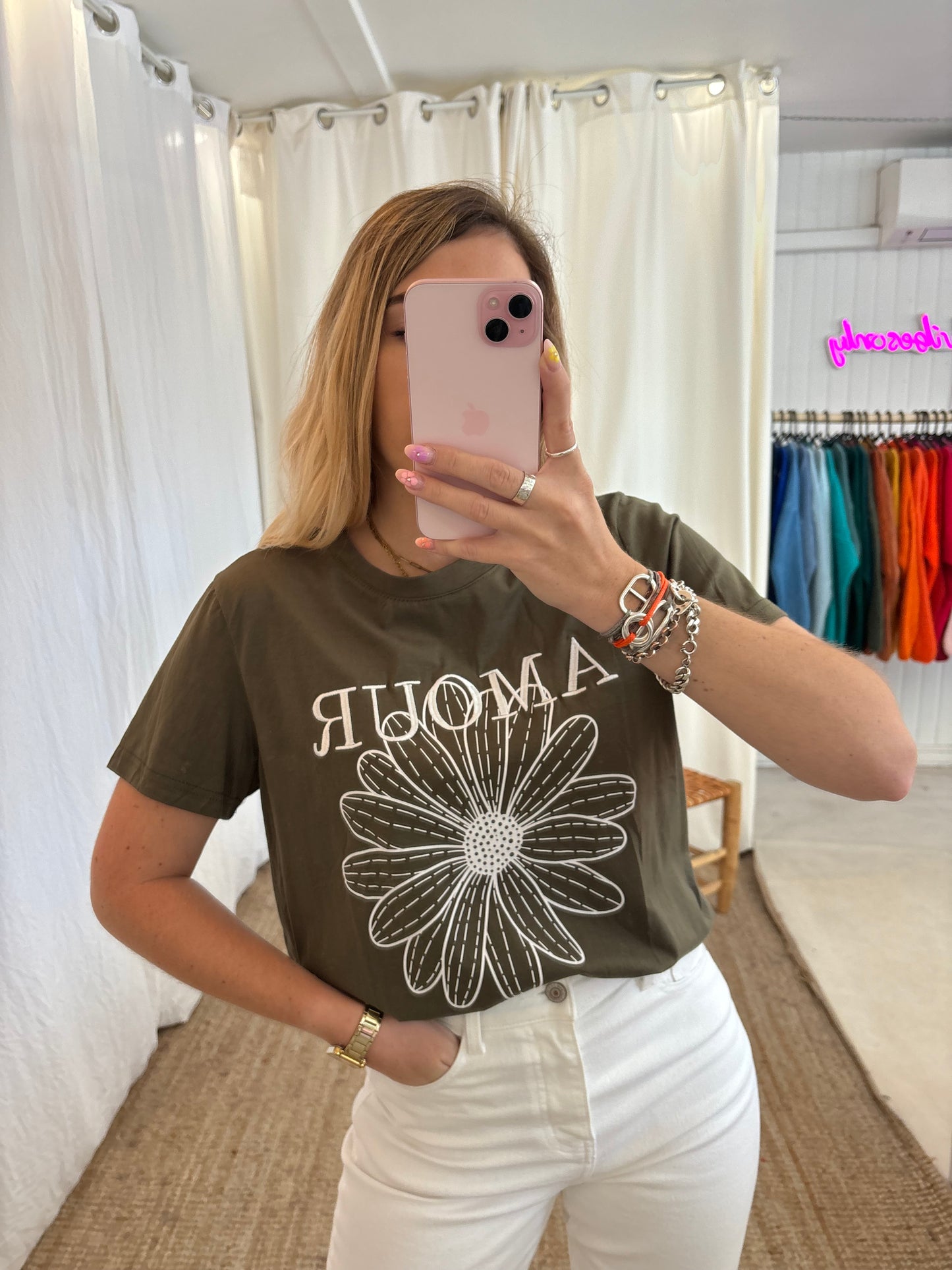 T-shirt AMOUR & FLEURS kaki