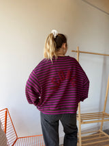 T-shirt marinière ICONIC Violet + Chocolat manches longues