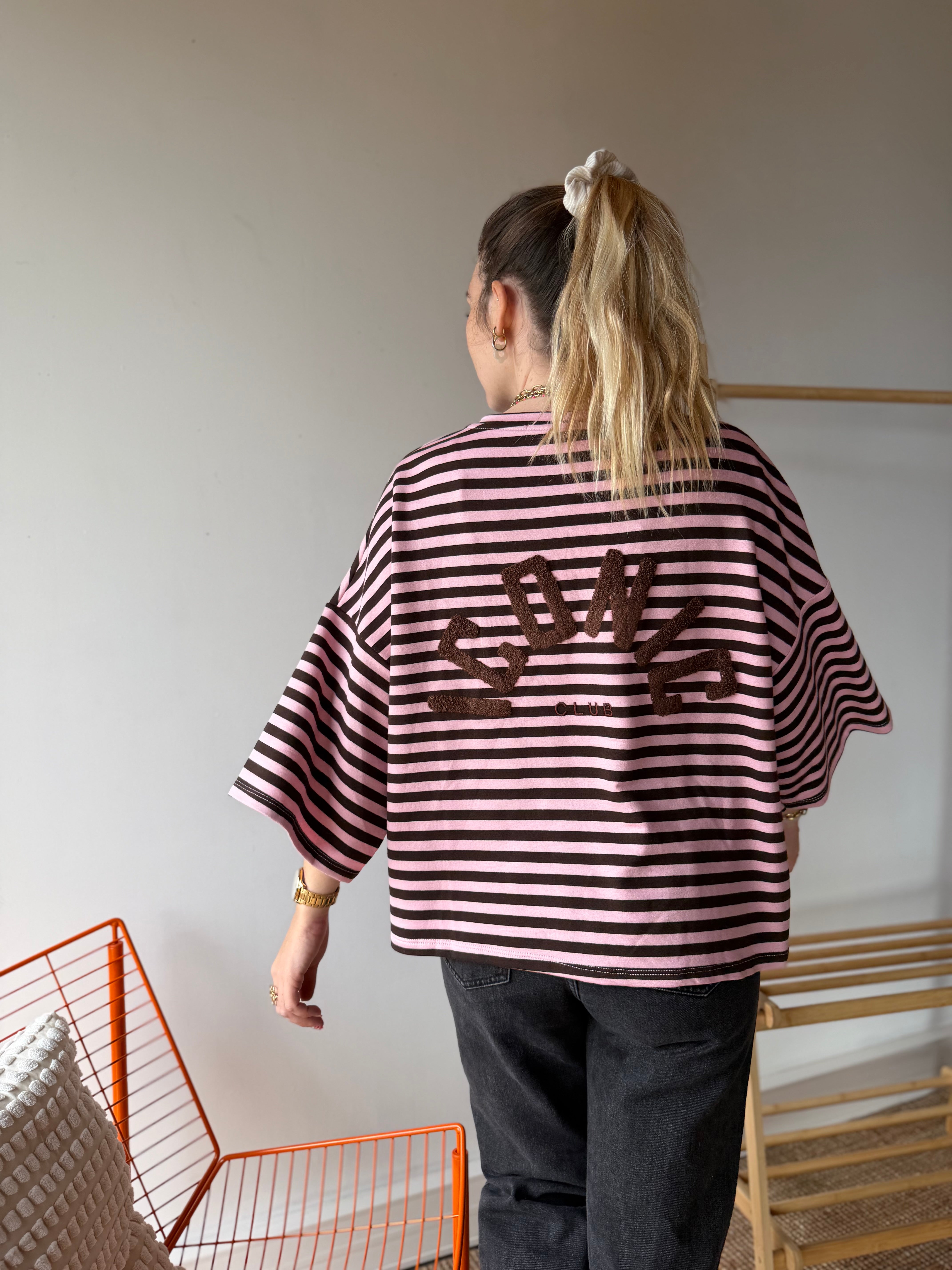 T-shirt marinière ICONIC Chocolat + Rose clair