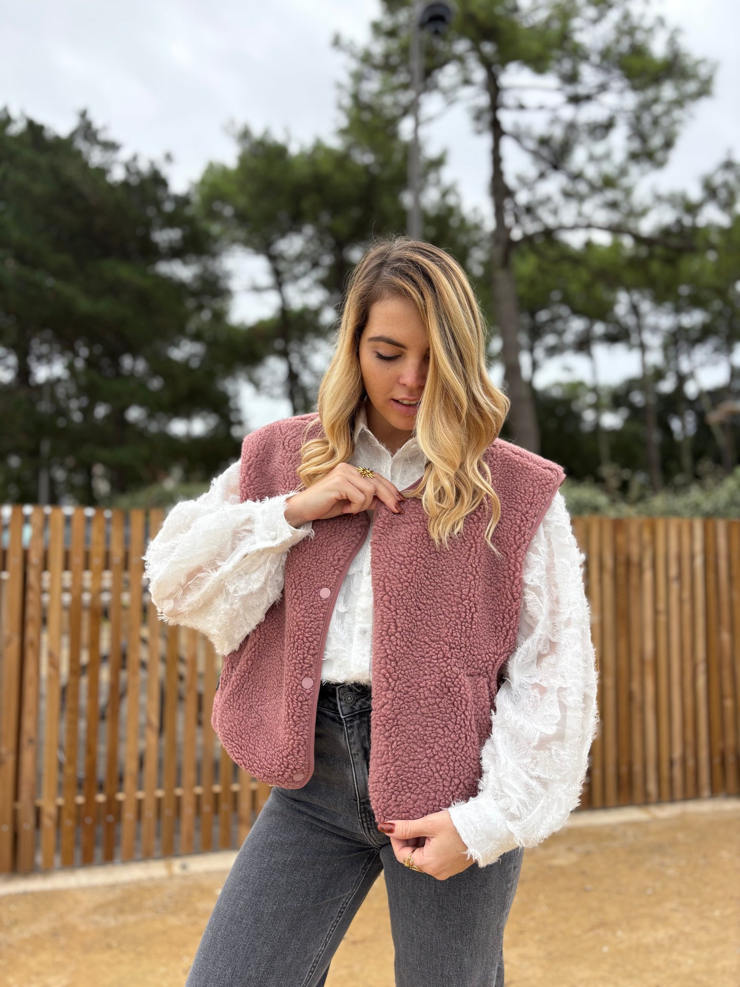 Veste sans manches ABY Rose foncé