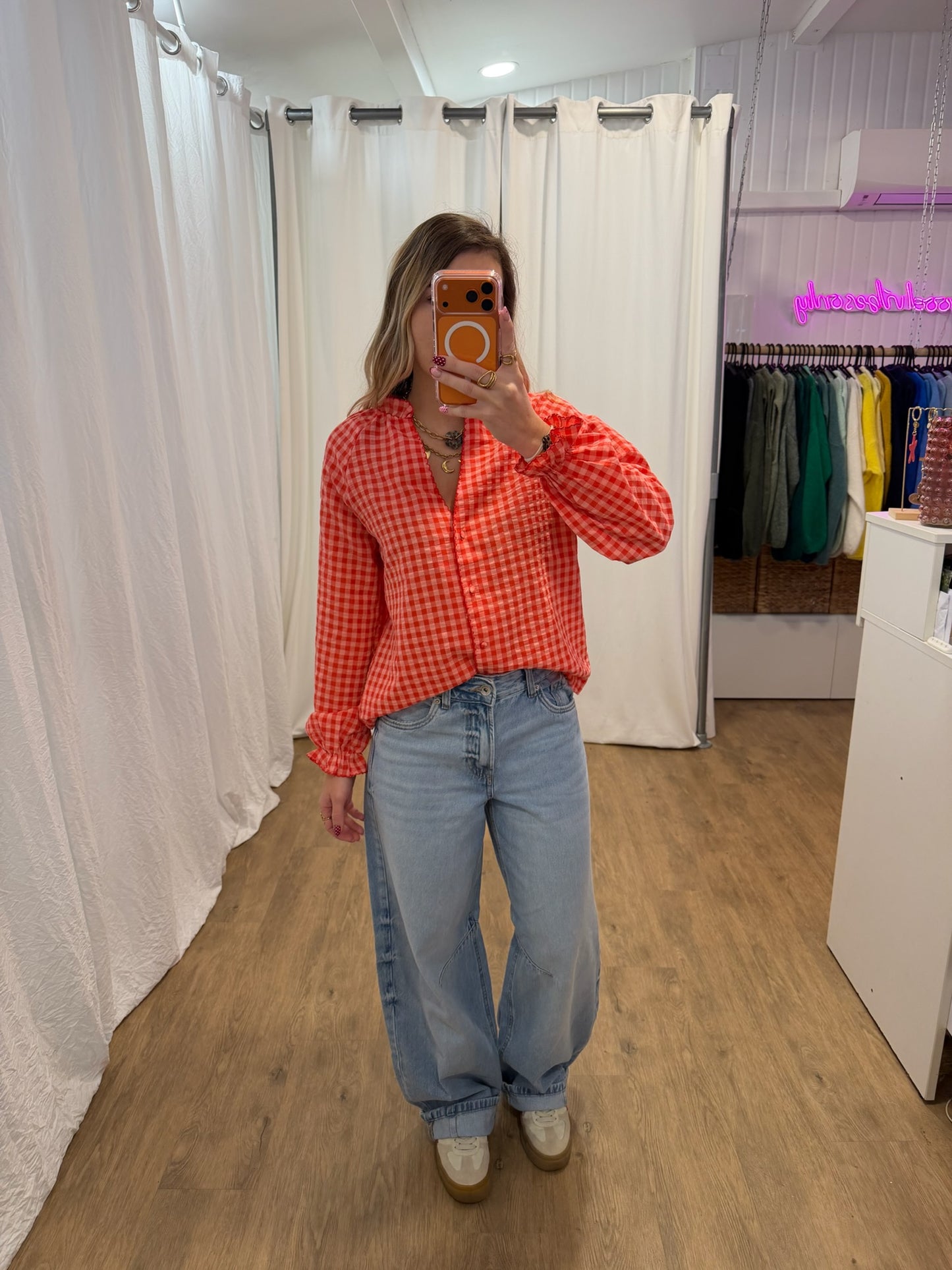 Blouse LENNY vichy rouge