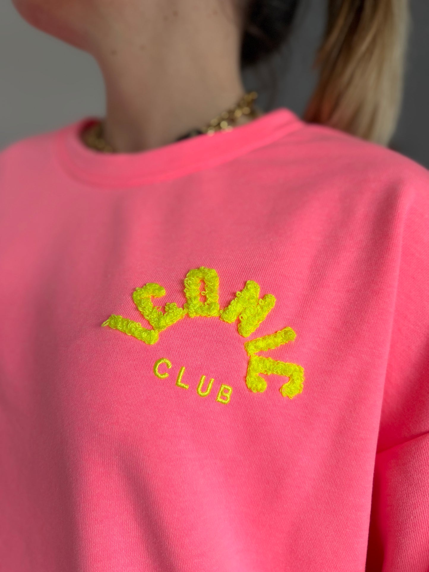 Sweat ICONIC Rose fluo clair + Jaune + Multicolore