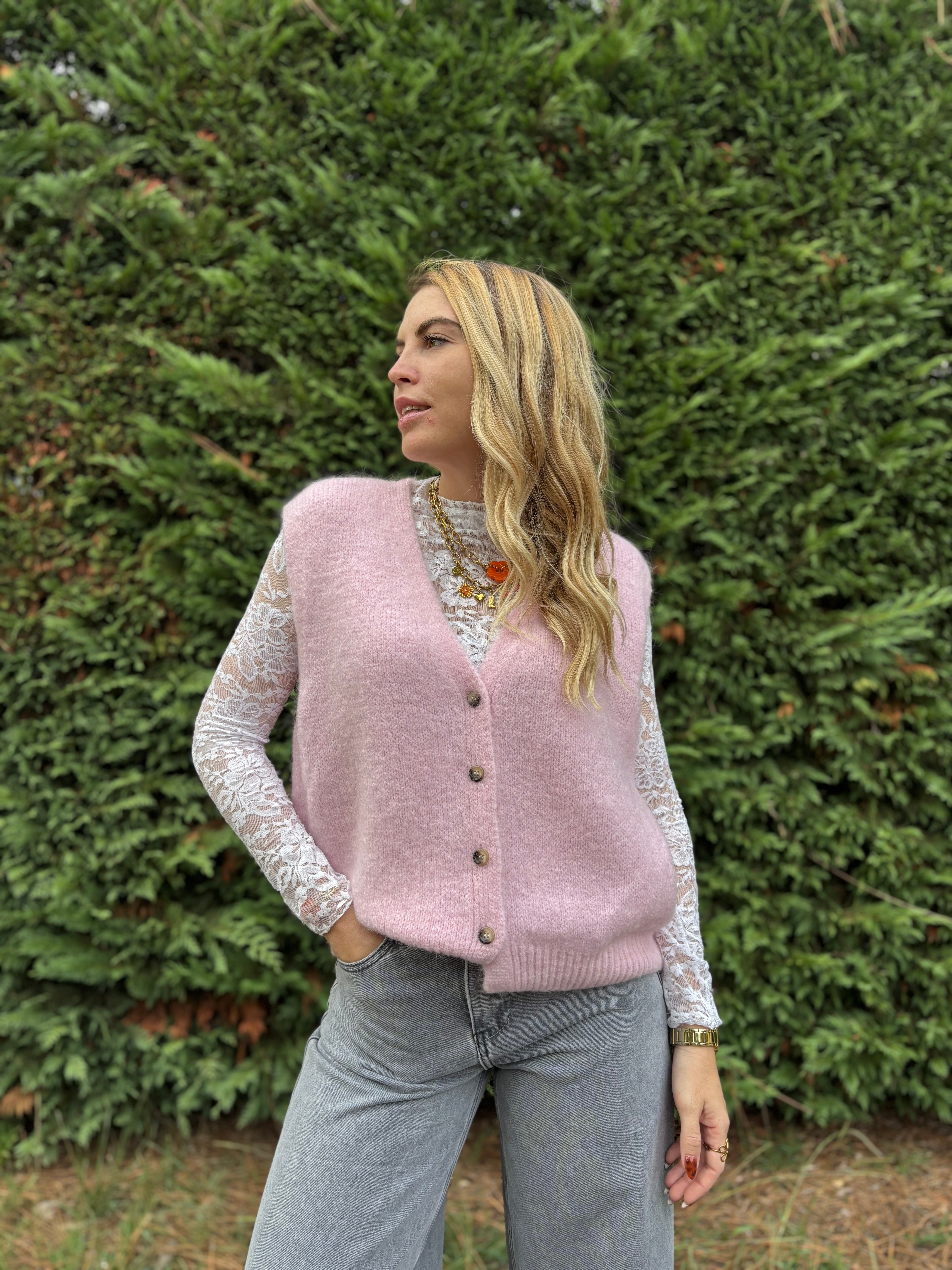 8 - Gilet TOM - Rose bébé