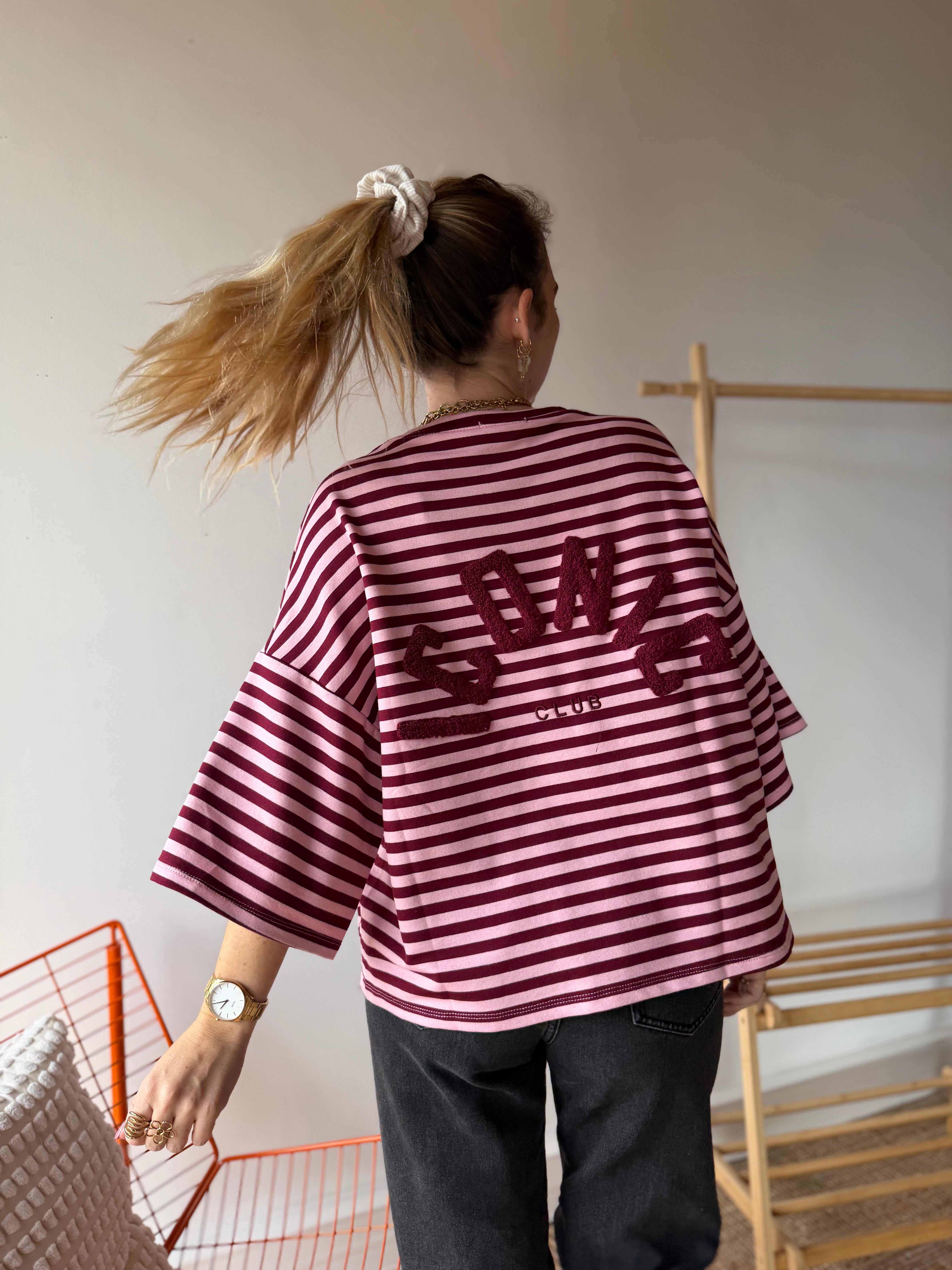 T-shirt marinière ICONIC Bordeaux + Rose