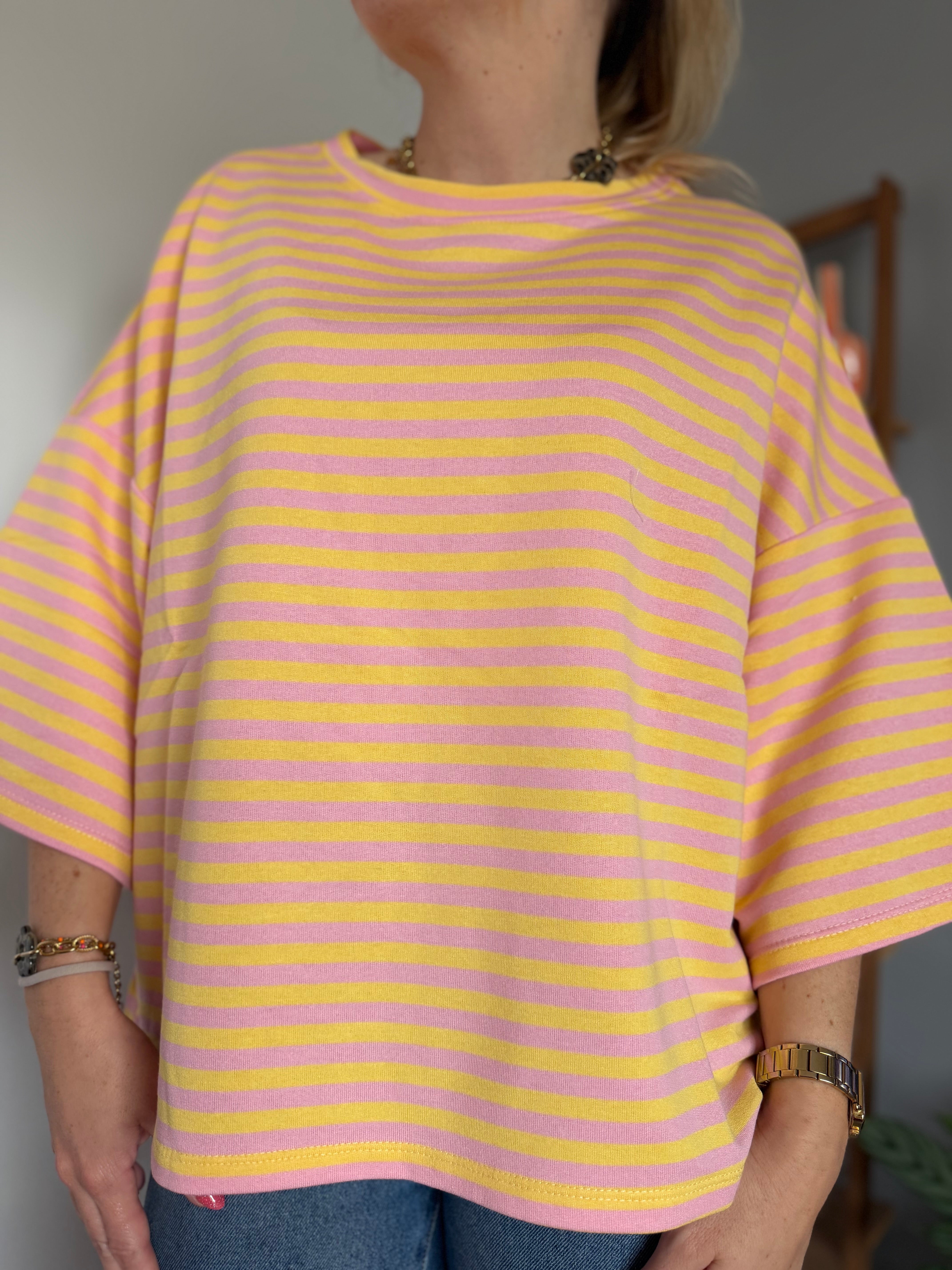 T-shirt marinière ICONIC Jaune + Rose