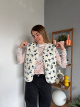 Veste sans manches FLEURS Bleu
