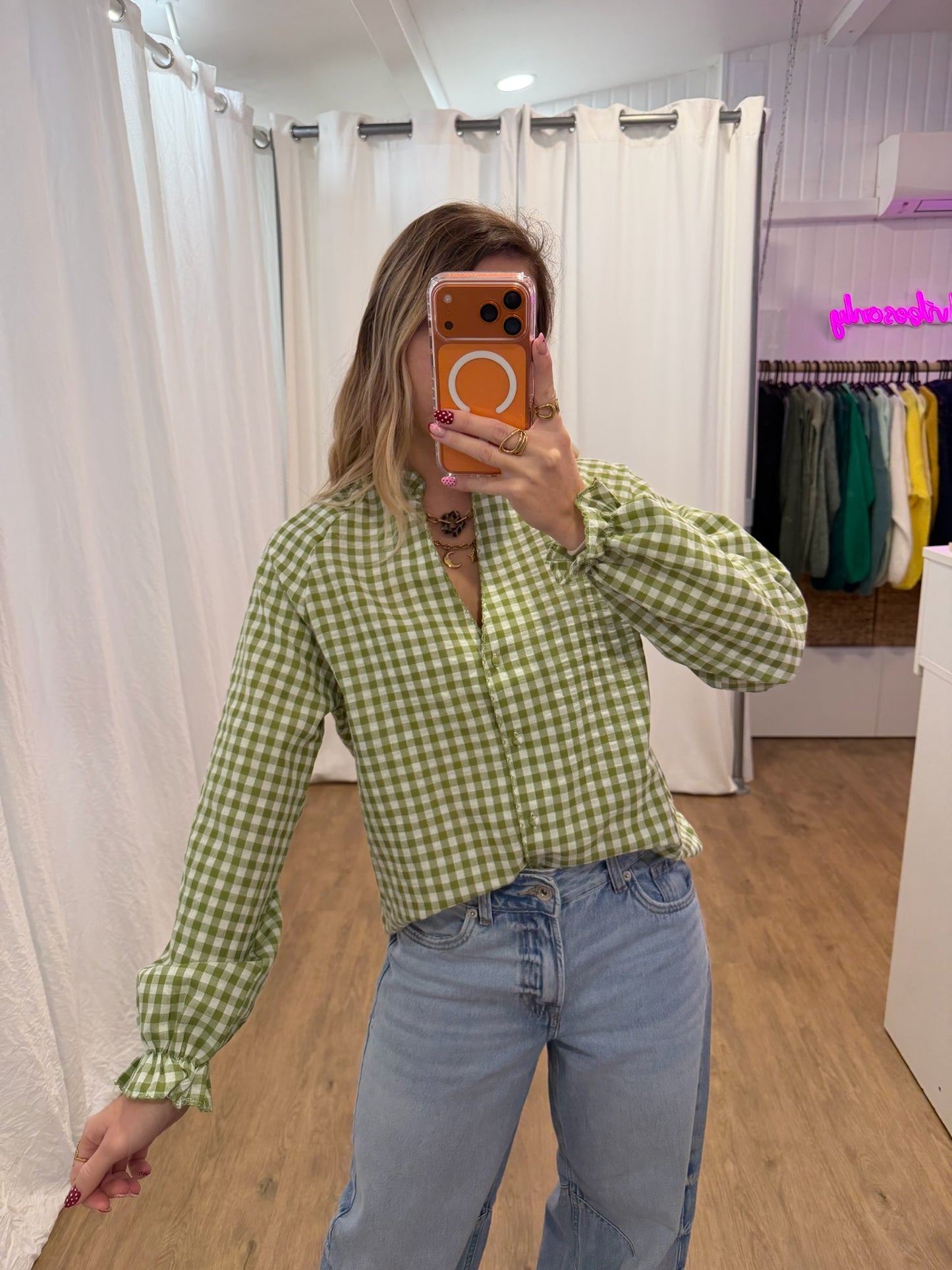 Blouse LENNY vichy vert