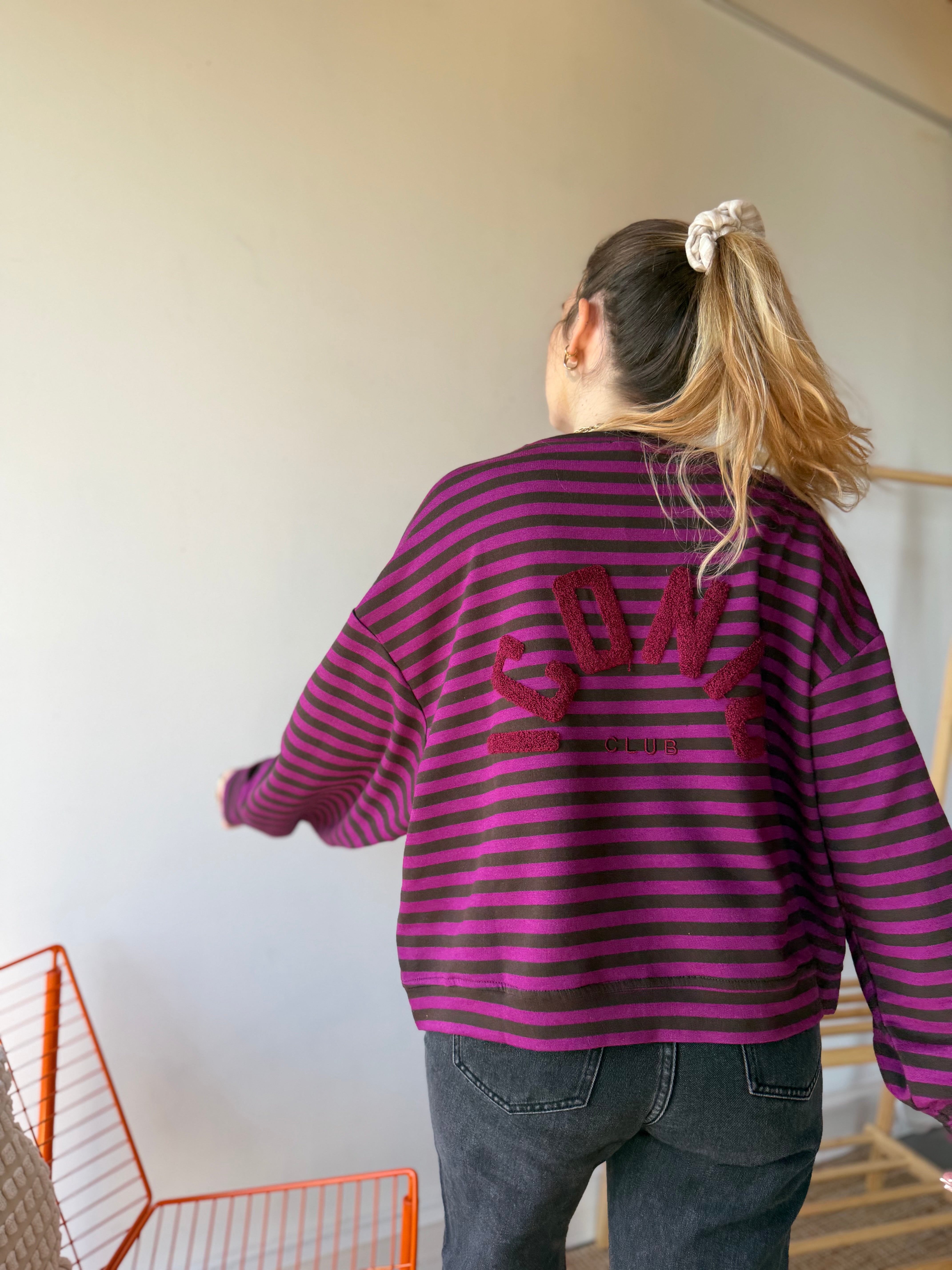 T-shirt marinière ICONIC Violet + Chocolat manches longues